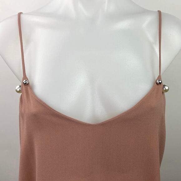 ZARA Women's Brown Beige Tan Sleeveless Camisole Slip V-Neck Cami Mini Dress M - Picture 4 of 6